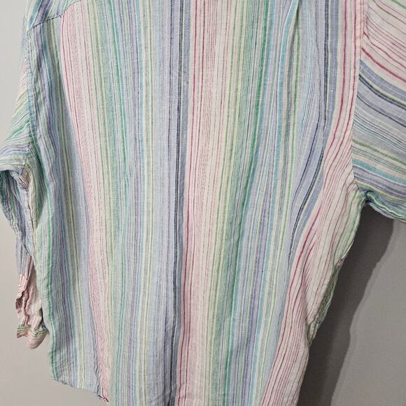 Johnny Uptown Linen Blend Button Down Shirt 2XL Multicolor Stripe Casual - Picture 9 of 13